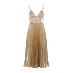Prada Metallic-gelbes Plissee-kleid Mit Verstellbarem Bh von Prada