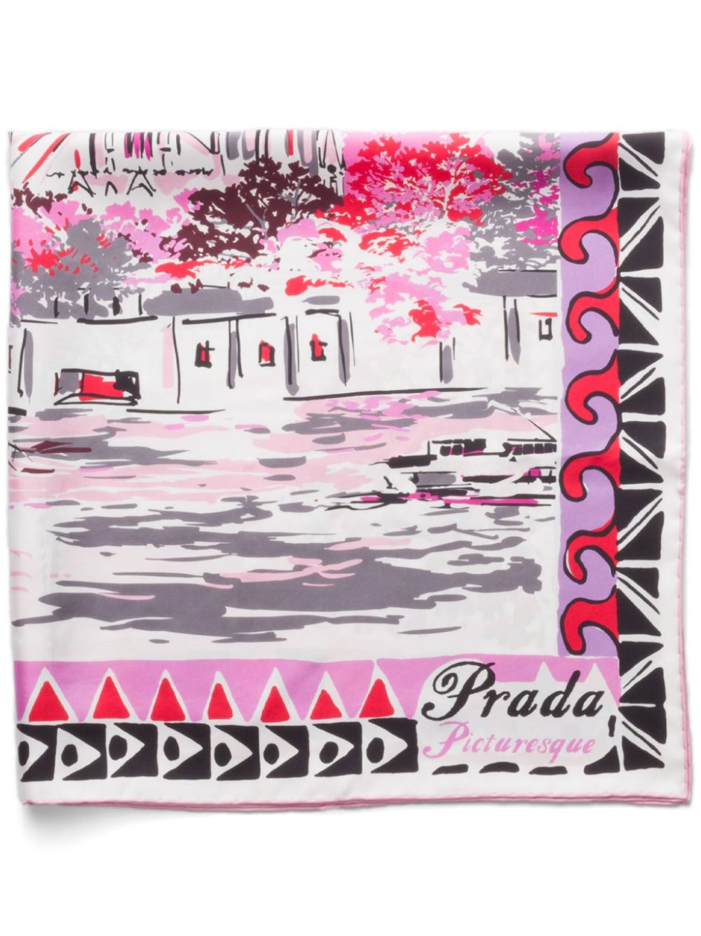 Prada Pittoresque Paris Seidenschal - Rosa von Prada