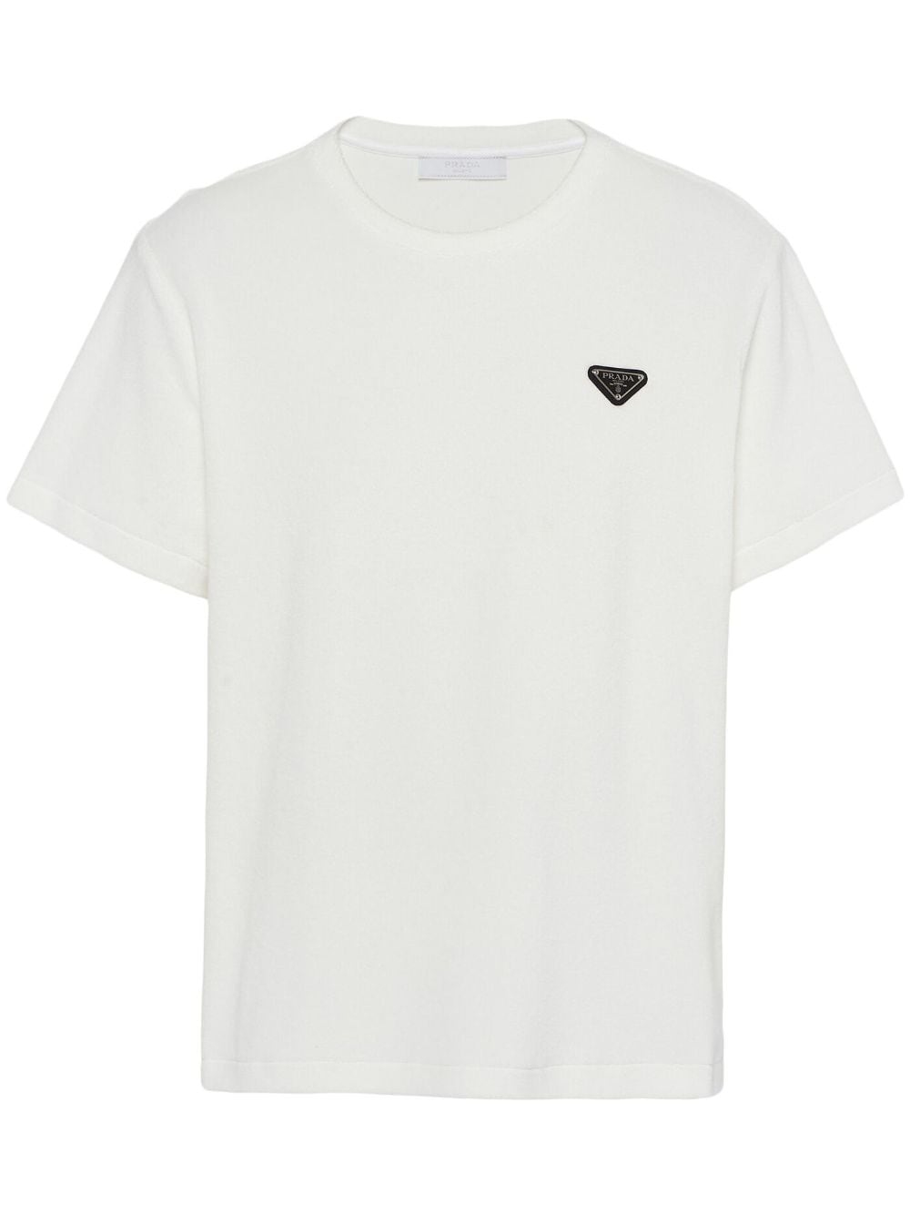 Prada T-Shirt aus Frottee mit Triangel-Logo - Weiß von Prada