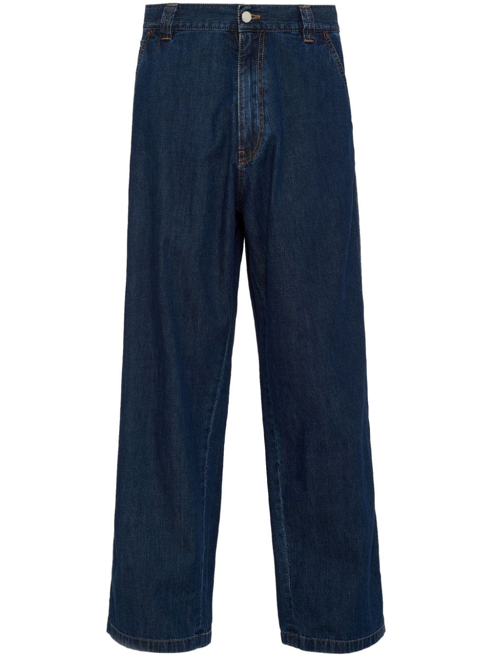 Prada Weite High-Waist-Jeans mit Emaille-Logo - Blau von Prada
