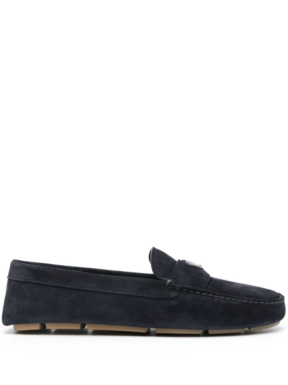 Prada Wildleder-Loafer mit emailliertem Triangel-Logo - Blau von Prada