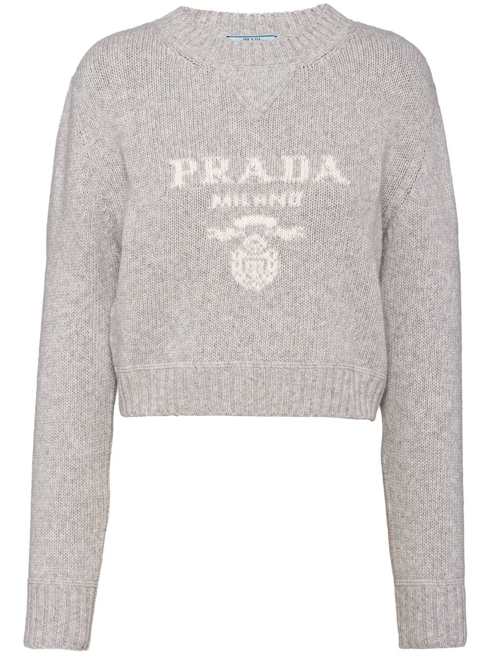 Prada Pullover mit Intarsien-Logo - Grau von Prada