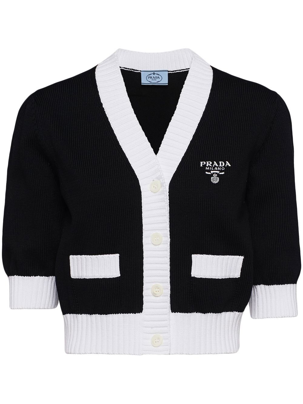 Prada Zweifarbiger Cropped-Cardigan - Schwarz von Prada