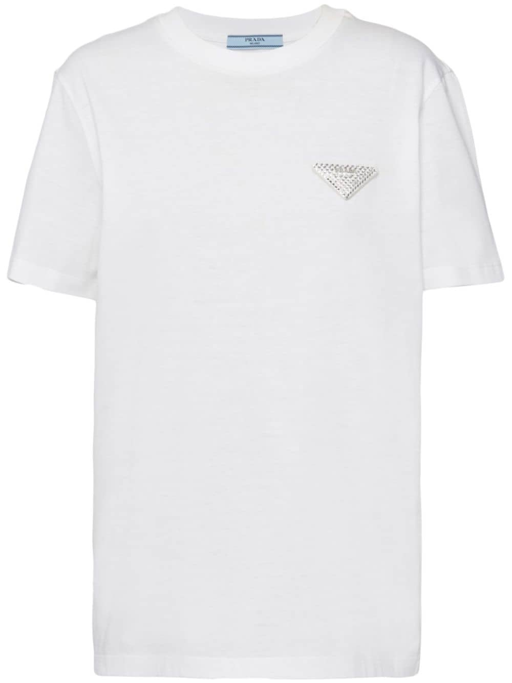 Prada T-Shirt mit Kristall-Logo - Weiß von Prada