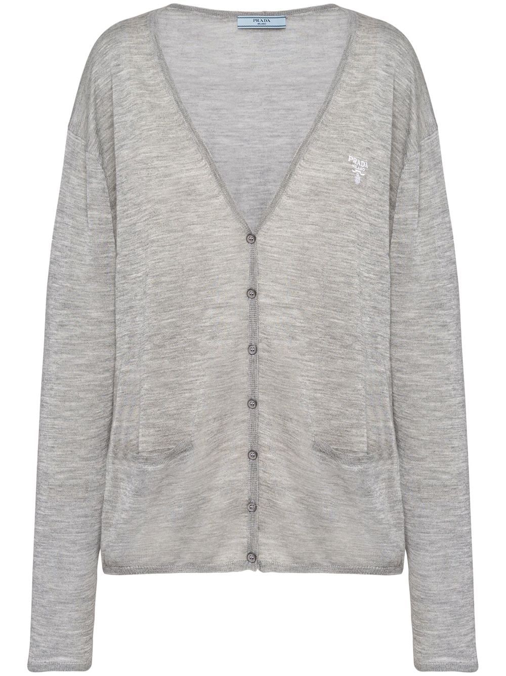 Prada Cardigan mit Logo-Stickerei - Grau von Prada