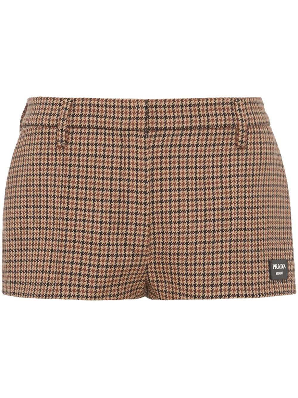 Prada Kurze Shorts mit Hahnentrittmuster - Braun von Prada