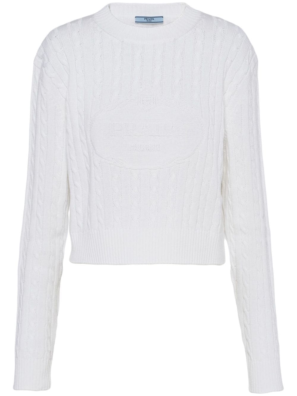 Prada Cropped-Pullover mit Intarsien-Logo - Weiß von Prada
