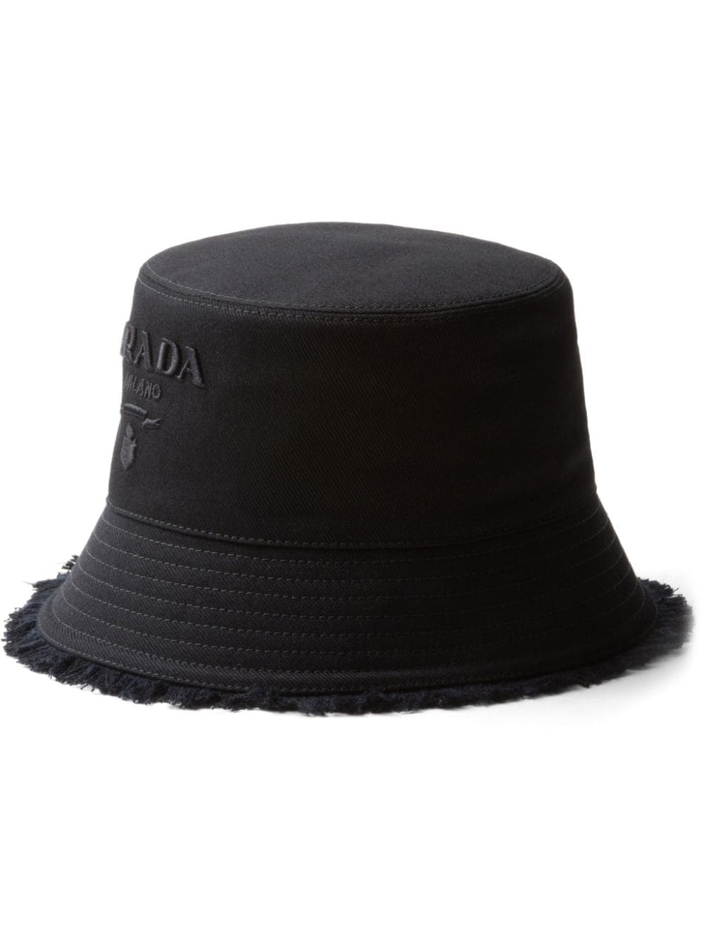 Prada logo-embroidered bucket hat - Schwarz von Prada