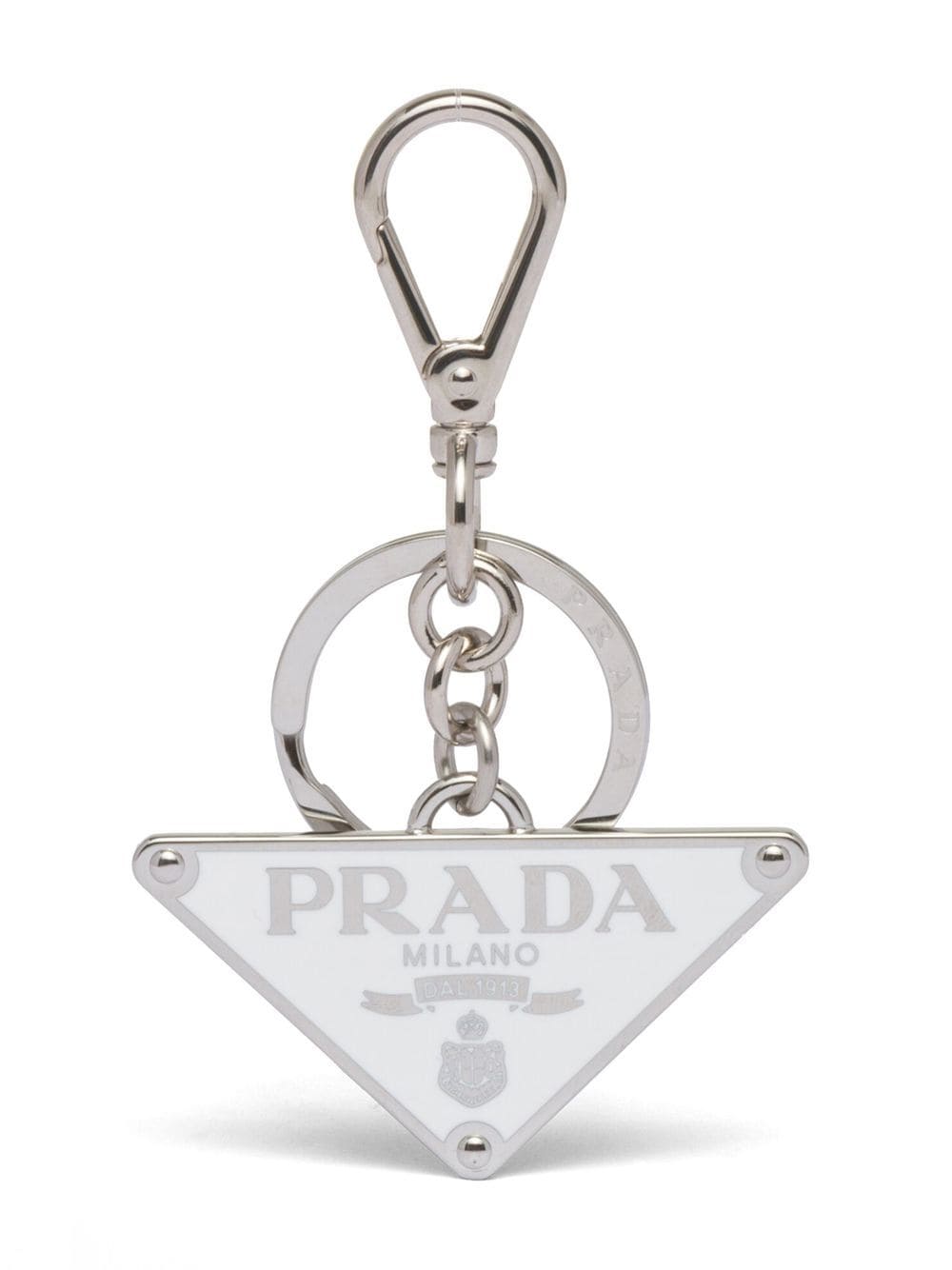 Prada Schlüsselanhänger mit Logo-Schild - Silber von Prada