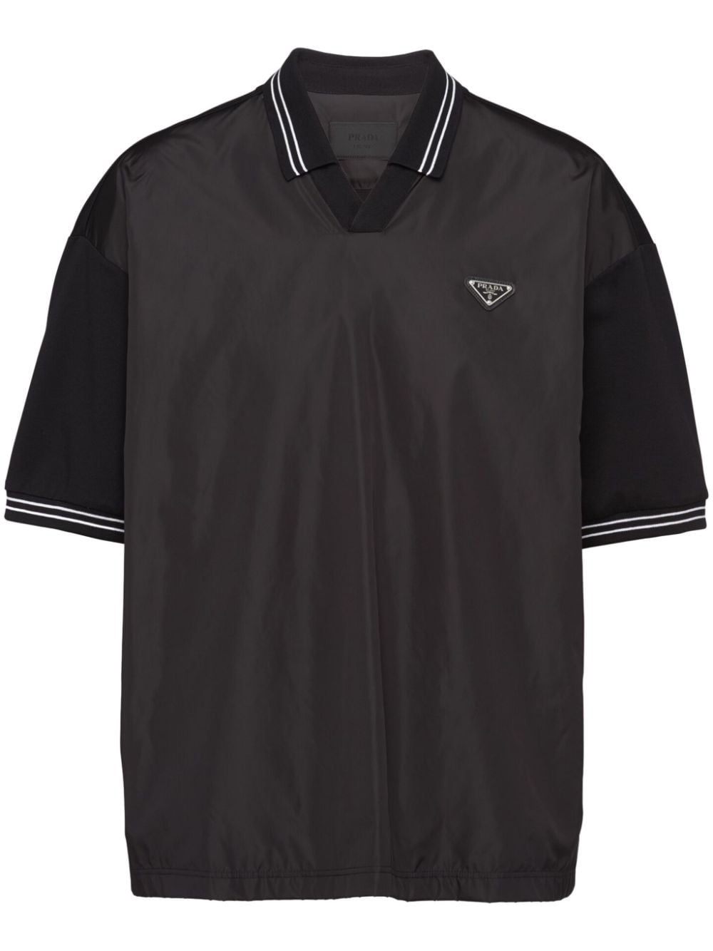 Prada Logo-Poloshirt mit Pikee-Besatz - Schwarz von Prada