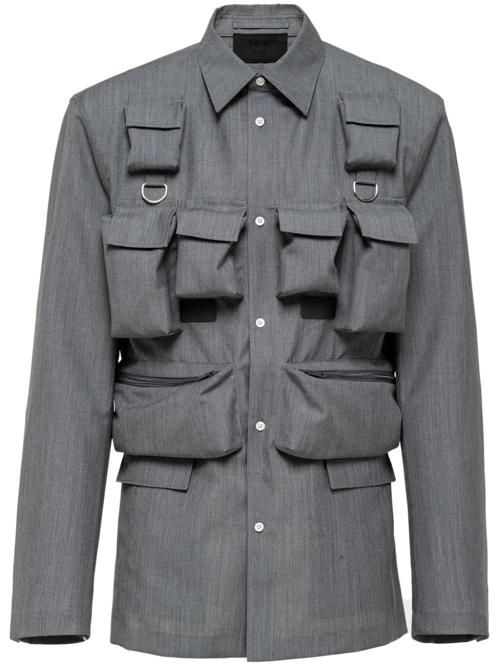 Prada Mohair-Hemdjacke mit aufgesetzten Taschen - Grau von Prada