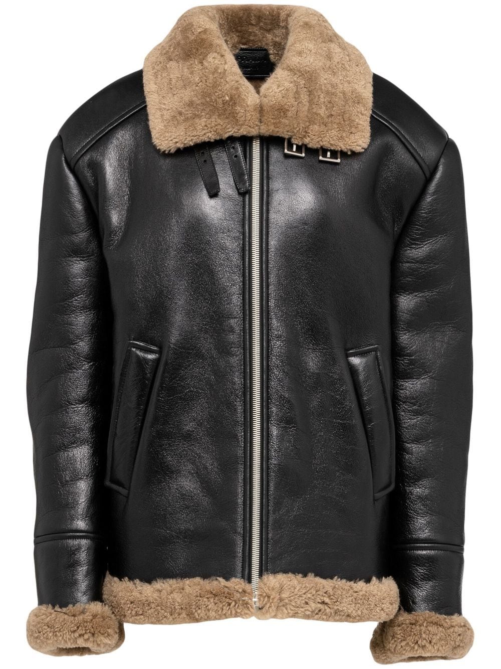 Prada Shearling-Jacke im Oversized-Look - Schwarz von Prada