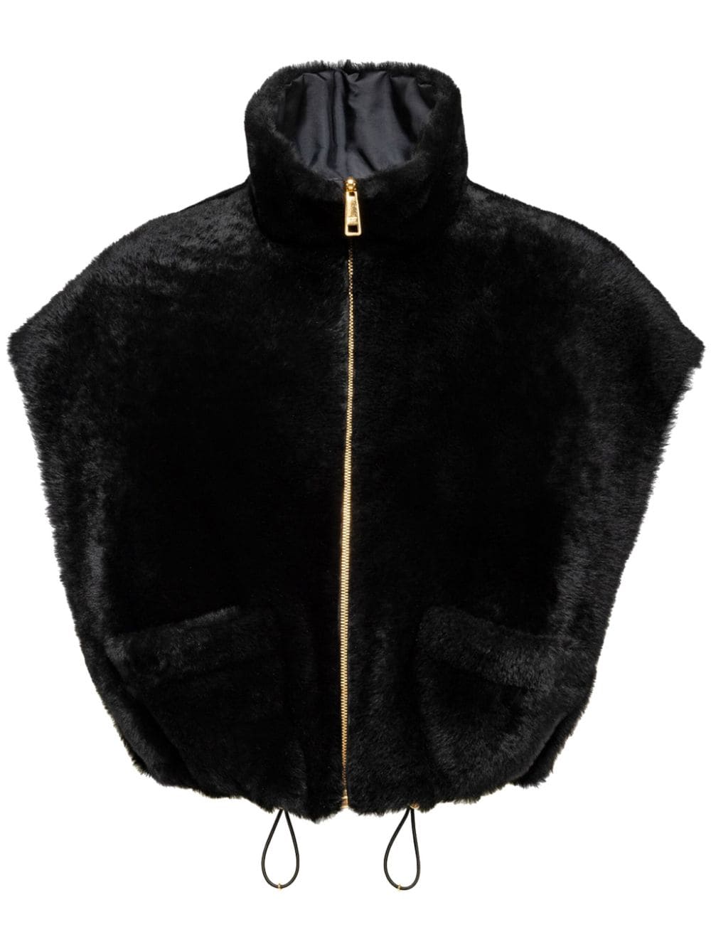 Prada Wendbare Cropped-Weste aus Shearling - Schwarz von Prada