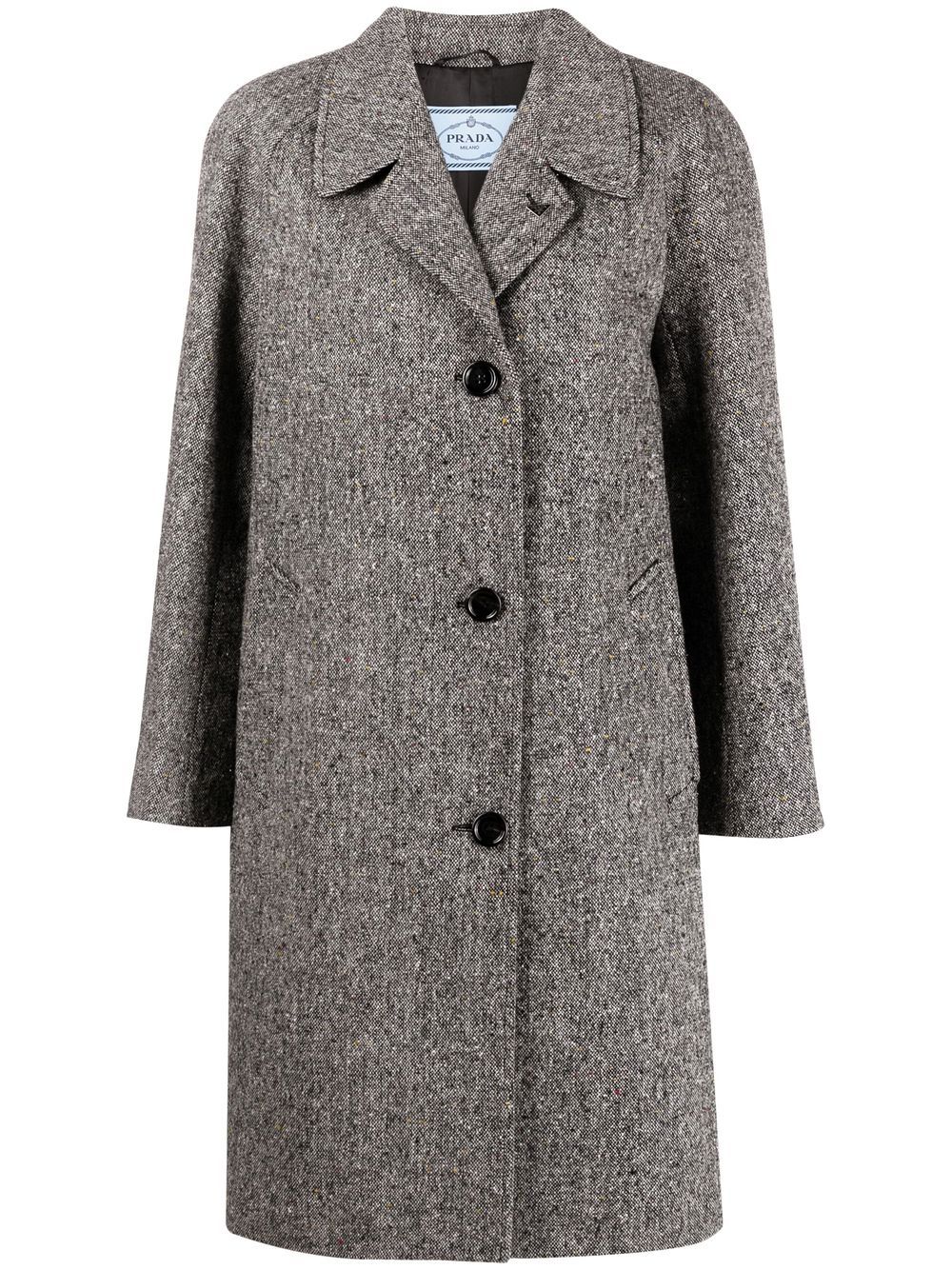 Prada Einreihiger Tweed-Mantel - Grau von Prada