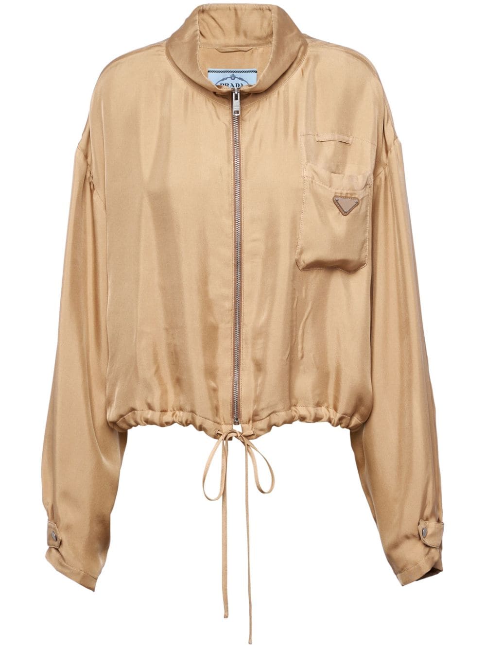 Prada Seidenjacke mit Triangel-Logo - Nude von Prada