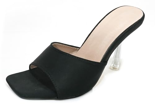 Pradize Schwarze Mules mit transparentem Stilettoabsatz (44) von Pradize