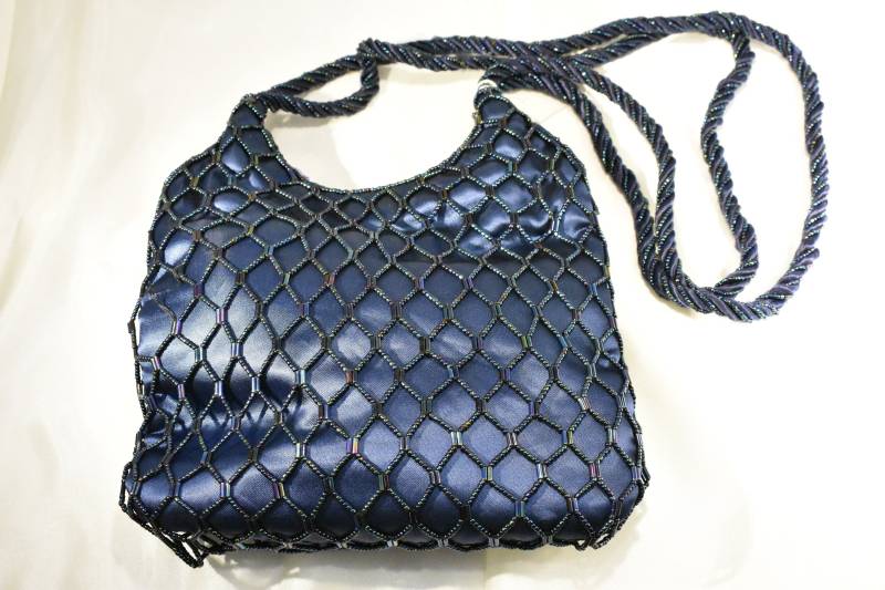 Royal Blau Perlen Abend Handtasche von PradlaVintageFinds
