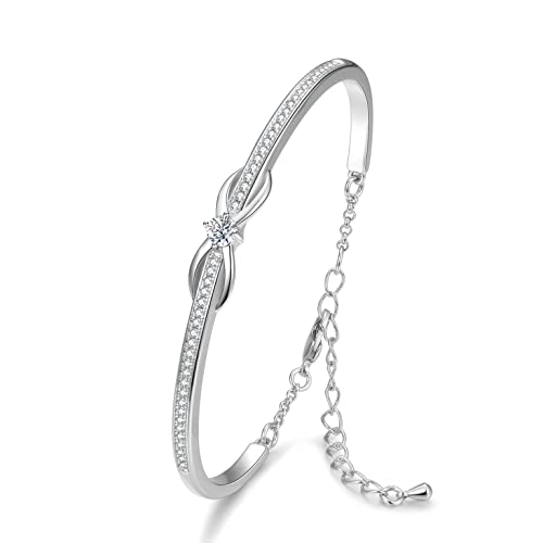 Praelinos Infinity Symbol Armband Damen Weiß Rose Vergoldet Armband 5A Cubic Zirkonia Armbänder für Frauen Schmuck Muttertag Valentinstag Geschenke für Mama Frau Freundin Mädchen von Praelinos