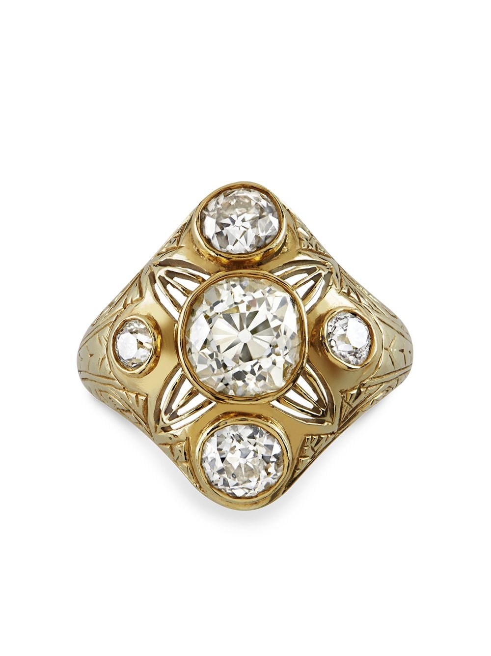 Pragnell Vintage 15kt Victorian Gelbgold-Cluster-Ring mit Diamanten von Pragnell Vintage