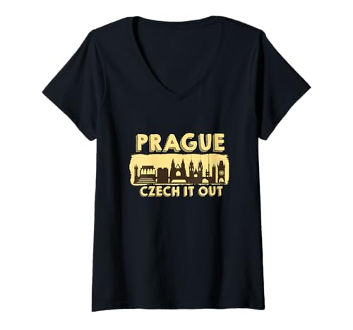 Damen Prag Tschechien It Out Tschechische Republik T-Shirt mit V-Ausschnitt von Prague Gifts