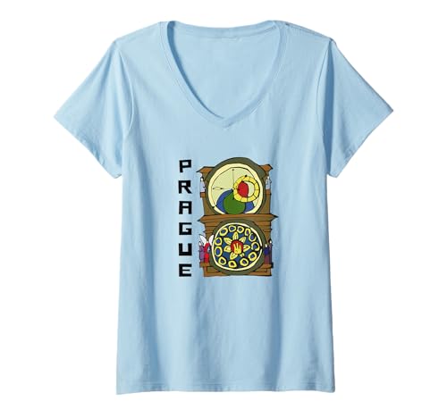 Damen Prag Tschechische Republik Souvenir Prag T-Shirt mit V-Ausschnitt von Prague Souvenir Store