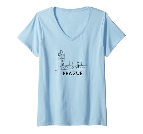 Damen Prag Tschechische Republik Souvenir Prag T-Shirt mit V-Ausschnitt von Prague Souvenir Store