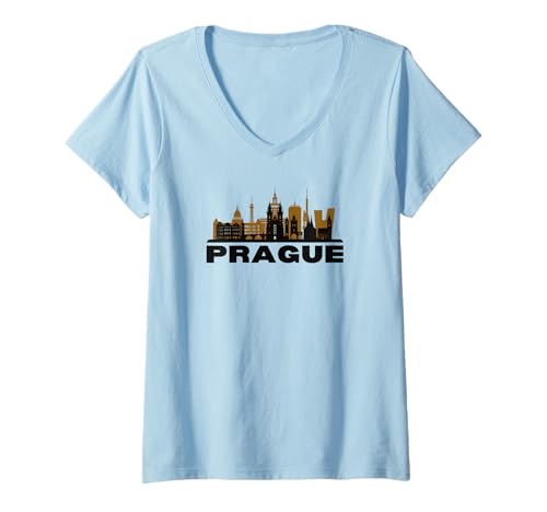 Damen Prag Tschechische Republik Souvenir Prag T-Shirt mit V-Ausschnitt von Prague Souvenir Store