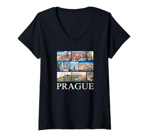Damen Prag Tschechische Republik Souvenir Prag T-Shirt mit V-Ausschnitt von Prague Souvenir Store