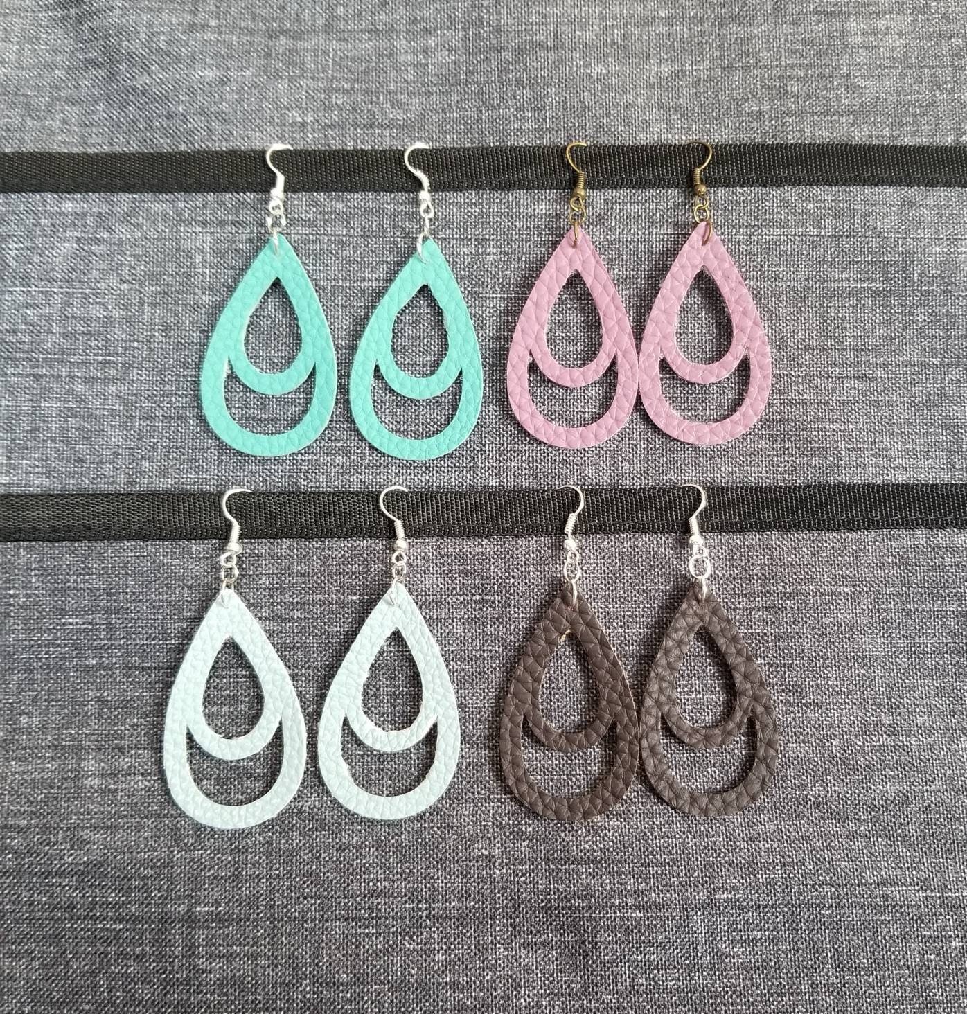 Kunstleder-Ohrringe - Teardrop Ausschnitt Kunstleder-Ohrringe - Teardrop Ausschnitt von PrairieDesignsbyMD
