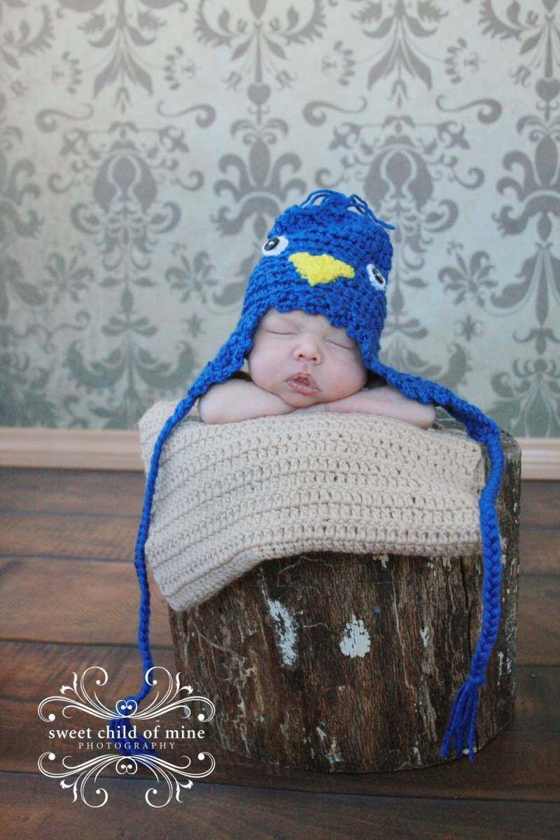 Blaue Bird Of Happiness Mütze - Newborn Blaue Bird Of Happiness Mütze - Newborn von PrairieGirlDesignZ