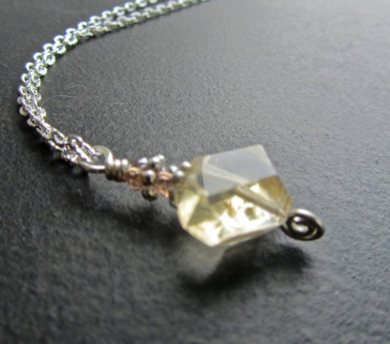 Citrin Halskette, Natürlicher Citrin, Edelstein Nugget, Anhänger, Halbedelstein, Nugget November Geburtsstein, Silberkette 1103 von PrairieIce