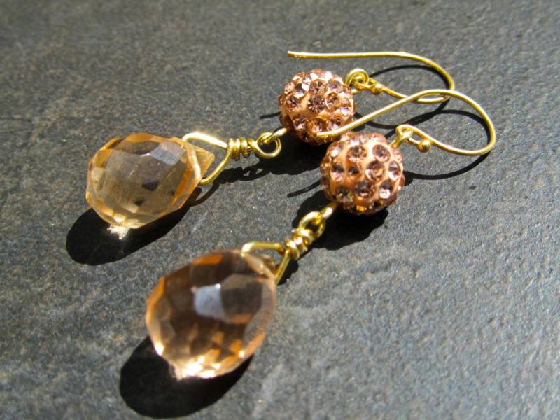 Kristall Statement Ohrringe, Champagner Tropfen, Pave Crystal, 24K Gold Vermeil Funkelnde Geschenk Für Sie, 966 von PrairieIce