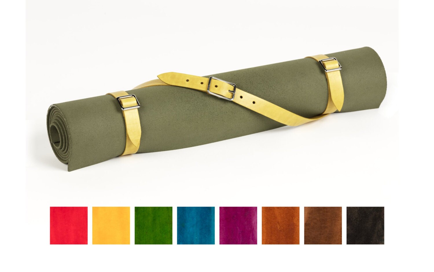 Farbiger Yogamatten-Tragegurt Aus Leder Farbiger Yogamatten-Tragegurt Aus Leder von PrairieLeatherworks