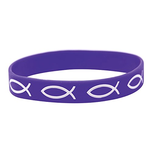 Praisent Silikon-Armband Ichthys (lila mit weißen Fischen) von Praisent