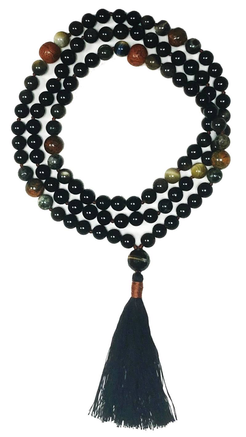 Black Tiger Mala 108 Gebetskette Tigerauge, Schwarzer Obsidian, Moosachat & Bodhi Samen Black Tiger Mala 108 Gebetskette Tigerauge, Schwarzer Obsidian, Moosachat & Bodhi Samen von PrajnaParamitaMalas