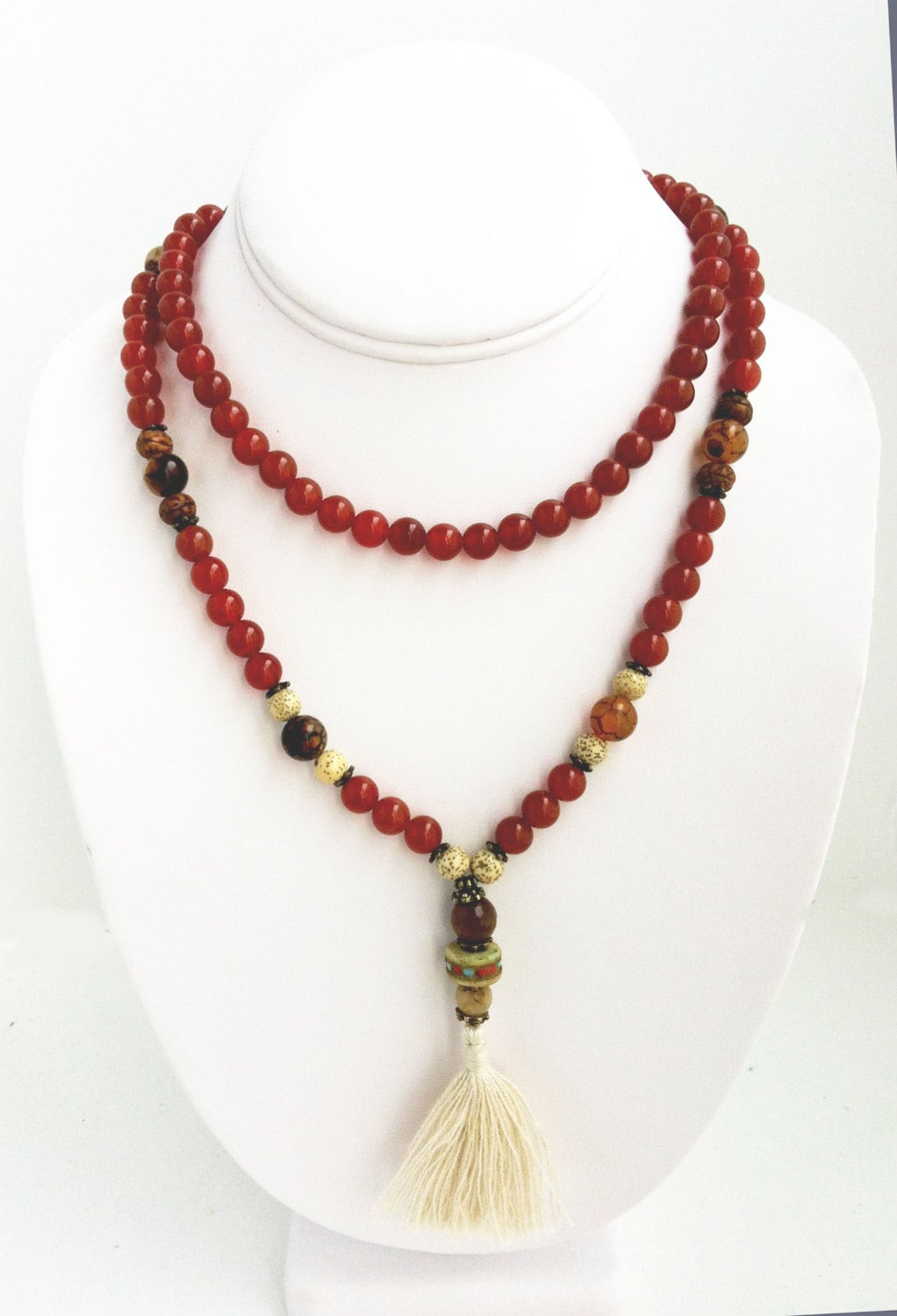 Ganesh Mala 108 Perlen Karneol, Spinnenachat, Bodhi Samen, Lotus Samen & Achat Facettiert Ganesh Mala 108 Perlen Karneol, Spinnenachat, Bodhi Samen, Lotus Samen & Achat Facettiert von PrajnaParamitaMalas