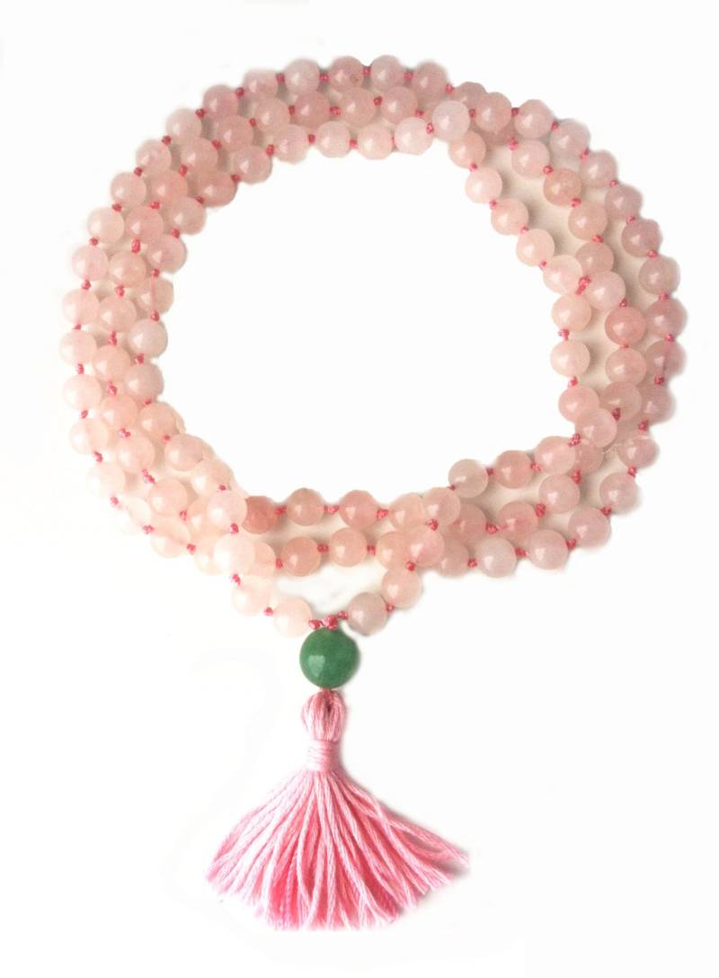 Rosenquarz 108 Perlen Stein Handgeknüpfte Mala Gebetskette Mit Jade Guru Perle Rosenquarz 108 Perlen Stein Handgeknüpfte Mala Gebetskette Mit Jade Guru Perle von PrajnaParamitaMalas