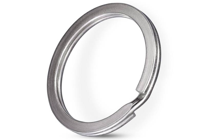 Praknu Schlüsselanhänger Set 200 Schlüsselringe Flach 25mm (Set, 200-tlg., Schlüsselring Set 25mm mit 200 Stück Schlüsselringe aus Federstahl), Federstahl 25mm Gehärtet - Vernickelt Ringe für Schlüsselanhänger von Praknu
