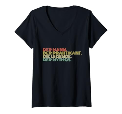 Damen Der Mann Der Praktikant Die Legende Der Mythos Retro Vintage T-Shirt mit V-Ausschnitt von Praktikant Geschenke & Designs