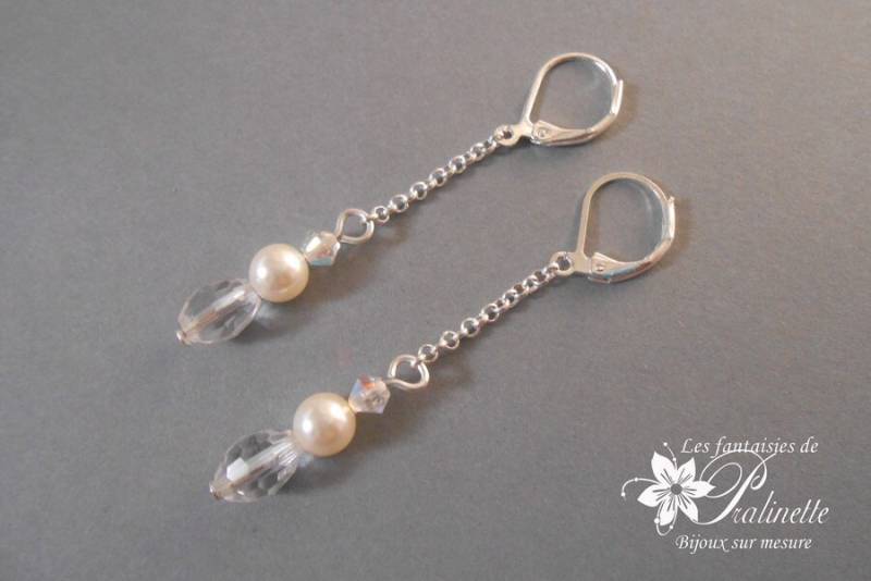 Brautperlen- Und Kristallohrringe, Hochzeitsschmuck, Brautaccessoires - Kristallohrringe Brautperlen- Und Kristallohrringe, Hochzeitsschmuck, Brautaccessoires - Kristallohrringe von Pralinettebijoux