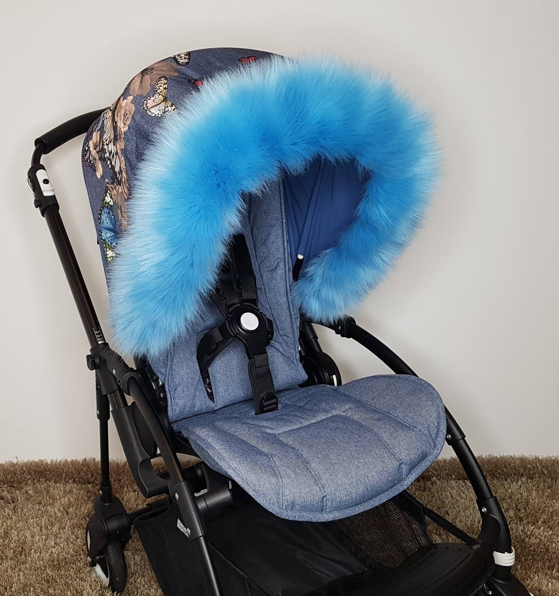 Luxus Kinderwagen Haube Pelzbesatz Baby Zubehör Buggy Pelze Für Bugaboo, Icandy, Stokke, Silver Cross von PramFursUK