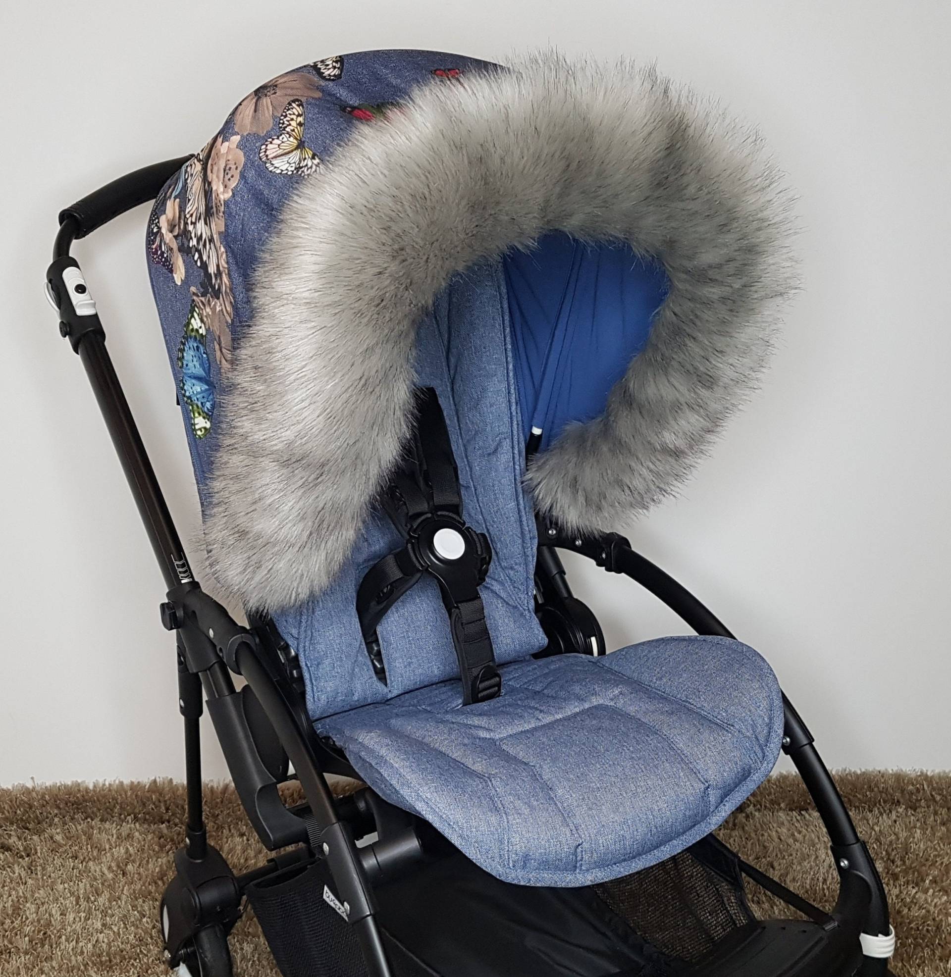 Luxus Kinderwagen Haube Pelzbesatz Baby Zubehör Buggy Pelze Für Bugaboo, Icandy, Stokke, Silver Cross von PramFursUK