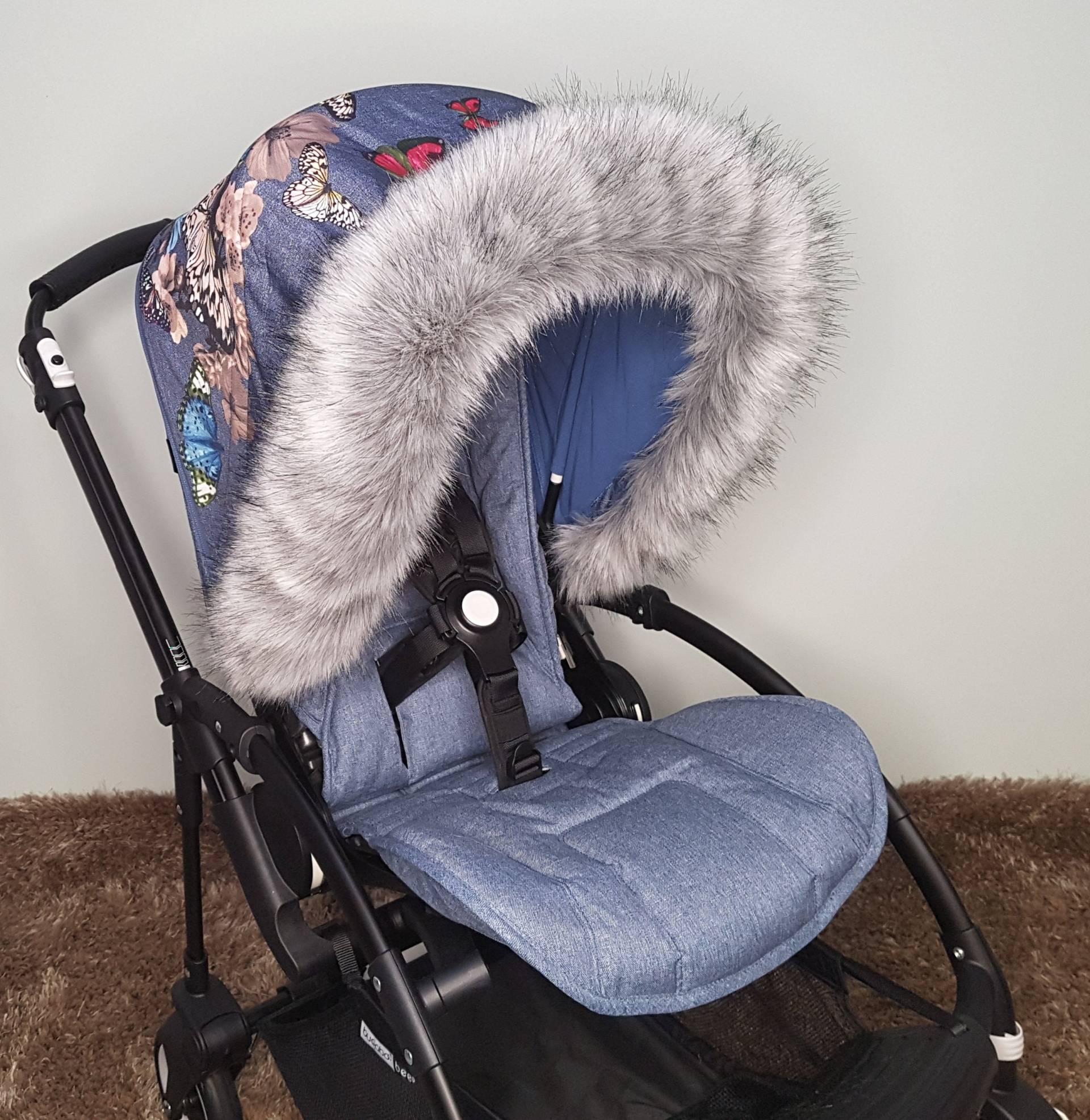 Luxus Kunstpelz Kinderwagen Haube Trim Baby Zubehör Buggy Pelze Für Bugaboo, Icandy, Stokke, Silver Cross von PramFursUK