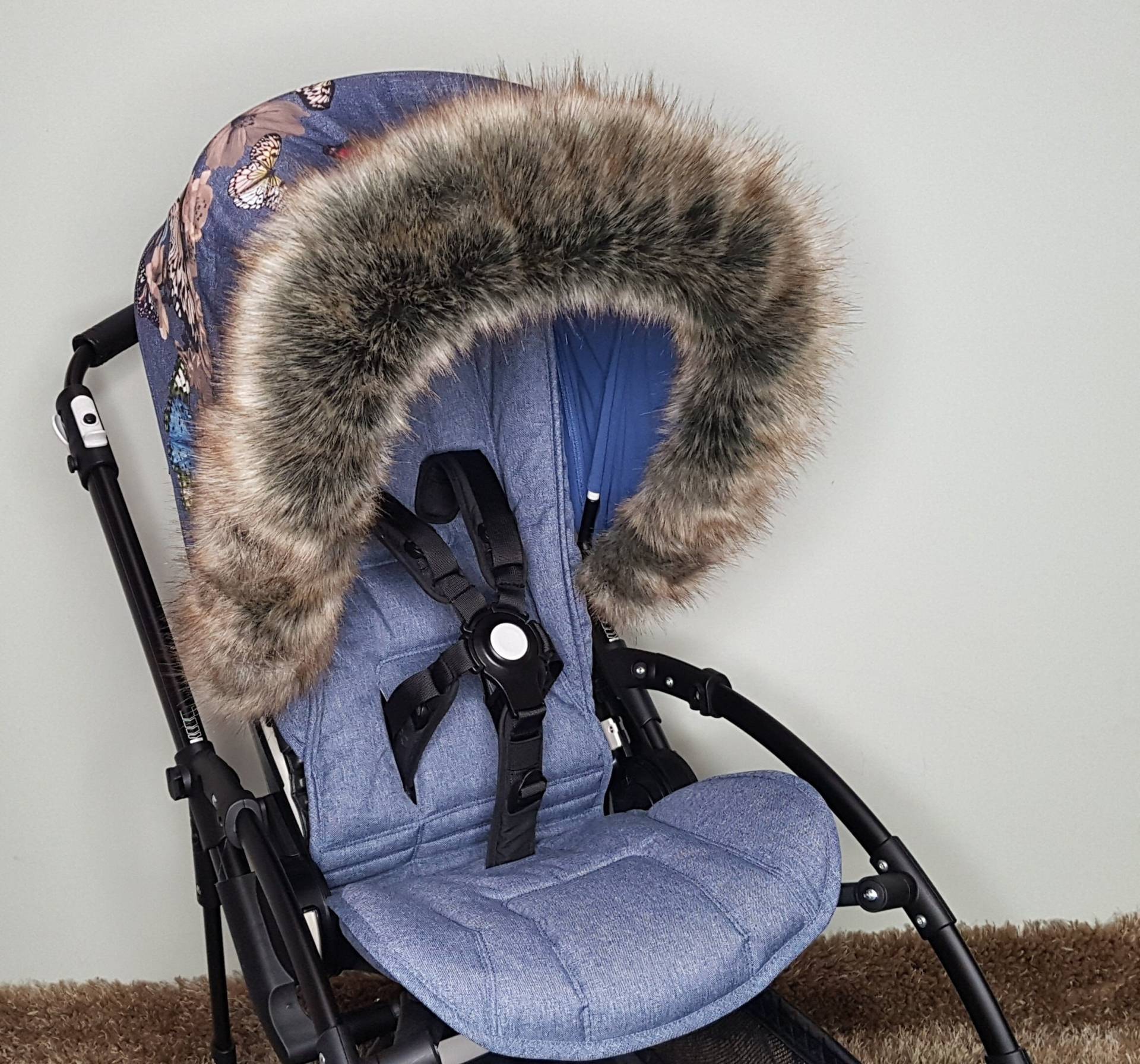 Luxus Kunstpelz Kinderwagen Haube Trim Baby Zubehör Buggy Pelze Für Bugaboo, Icandy, Stokke, Silver Cross von PramFursUK