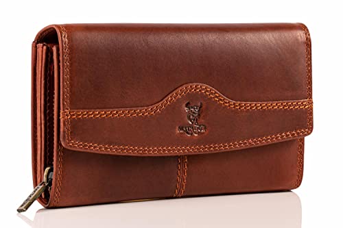 MATADOR LIMA Geldbeutel Damen Leder Mit Edler Geschenk Box | Portemonnaie Groß Mit RFID Schutz | Echtleder Geldbörse Viele Fächer | Ledergeldbörse Braun von MATADOR
