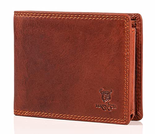 MATADOR Leder Geldbörse Herren Groß - Portemonnaie mit TüV Geprüftem RFID Schutz - Brieftasche Viele Fächer - Großer Geldbeutel Vintage Braun von MATADOR