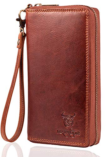 MATADOR Portemonnaie Damen Leder #Cadiz mit edler Geschenk Box, Eleganter Geldbeutel mit RFID Blocker, Luxus Frauen Portmonee Viele Kartenfächer in Braun Vintage von MATADOR