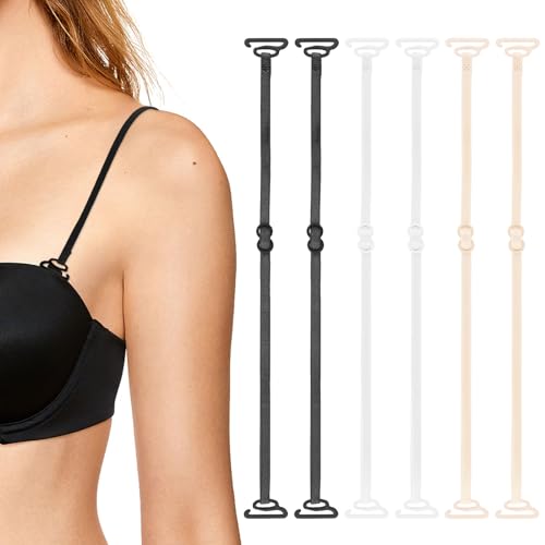 Prasacco 6 Stück BH Träger Halter, Verstellbarer Elastischer BH Träger Clip Damen-BH-Träger, Damen Rutschfest Abnehmbare Ersatz BH Träger Schwarz, Weiß, Hautfarbe Kleiderträger für trägerloses Kleid Prasacco 6 Stück BH Träger Halter, Verstellbarer Elastischer BH Träger Clip Damen-BH-Träger, Damen Rutschfest Abnehmbare Ersatz BH Träger Schwarz, Weiß, Hautfarbe Kleiderträger für trägerloses Kleid von Prasacco