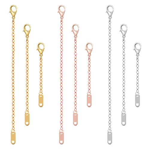 Prasacco 9 Stück Kettenverlängerung, Verlängerungskette für Damen Silber Ketten Verlänger Edelstahl Kettenverlängerung Halskettenverlängerung Verlängerungen Für DIY Schmuckherstellung von Prasacco