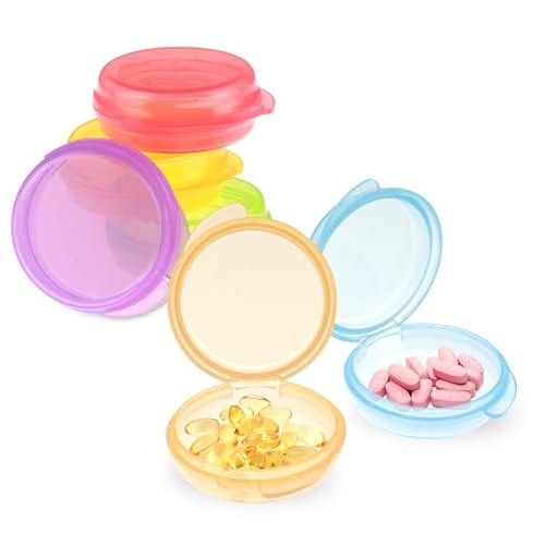 Prasacco 6 Stück Pillendose, 6 Farben Mini-Pillendose Kleine Pillen-Organizer-Box Tragbare Reise-Pillendose Runde Aufbewahrungsbox für Pillen, Vitamin, Leberöl, Süßigkeiten (4 x 4 x 1,5 cm) Prasacco 6 Stück Pillendose, 6 Farben Mini-Pillendose Kleine Pillen-Organizer-Box Tragbare Reise-Pillendose Runde Aufbewahrungsbox für Pillen, Vitamin, Leberöl, Süßigkeiten (4 x 4 x 1,5 cm) von Prasacco